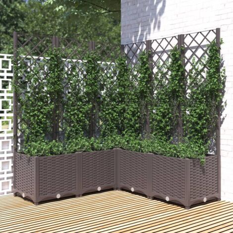 Garden Planter with Trellis Brown 120x120x136 cm PP vidaXL