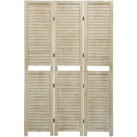 3-Panel Room Divider 105x165 cm Solid Wood Paulownia vidaXL