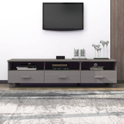 TV Cabinet HAMAR Light Grey 158x40x40 cm Solid Wood Pine vidaXL (1/5)