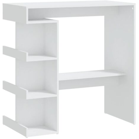 Bar Table with Storage Rack White 100x50x101.5 cm Engineered Wood vidaXL