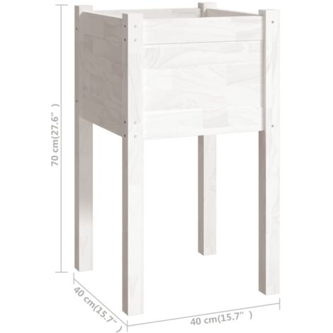 Garden Planter White 40x40x70 cm Solid Pinewood vidaXL