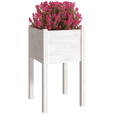 Garden Planter White 40x40x70 cm Solid Pinewood vidaXL