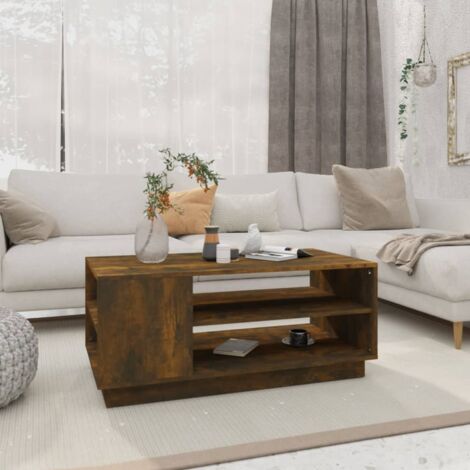 Coffee Table Smoked Oak 102x55x43 cm Engineered Wood vidaXL