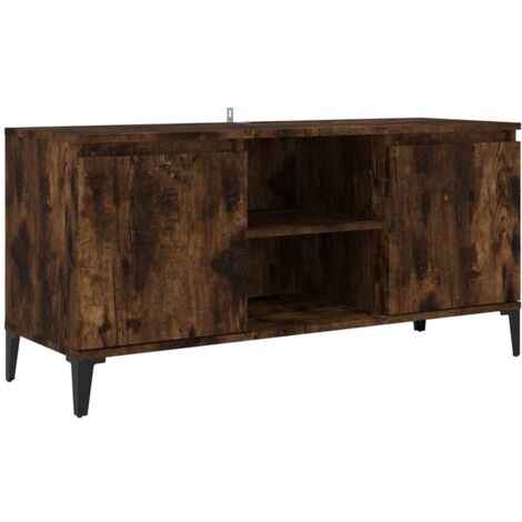 TV Cabinet with Metal Legs Smoked Oak 103.5x35x50 cm vidaXL