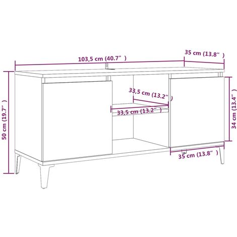 TV Cabinet with Metal Legs Smoked Oak 103.5x35x50 cm vidaXL