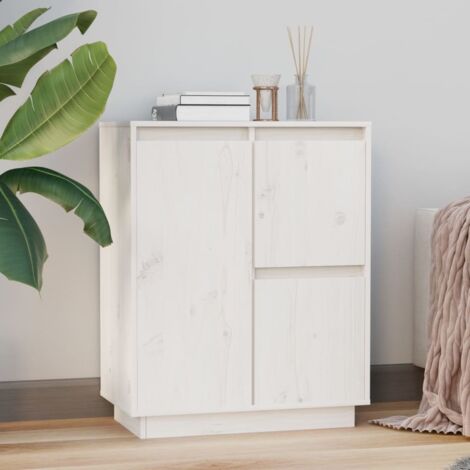 Sideboard White 60x34x75 cm Solid Wood Pine vidaXL (1/5)