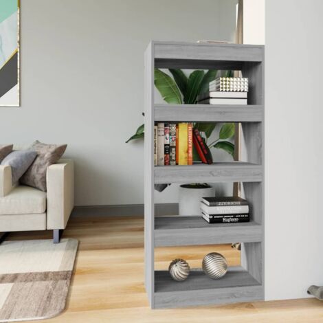 Book Cabinet/Room Divider Grey Sonoma 60x30x135 cm Engineered Wood vidaXL