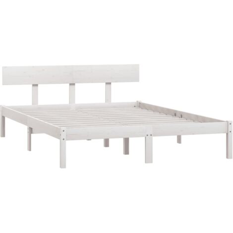 Bed Frame without Mattress White Solid Wood 160x200 cm vidaXL