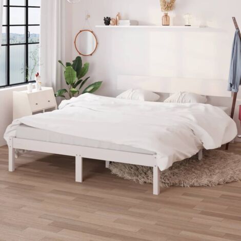 Bed Frame without Mattress White Solid Wood 160x200 cm vidaXL