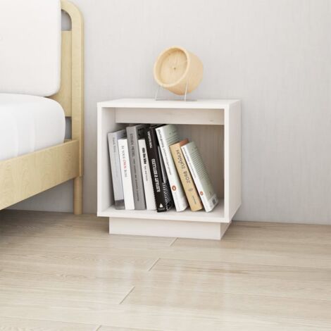 Bedside Cabinet White 40x30x40 cm Solid Wood Pine vidaXL (1/5)