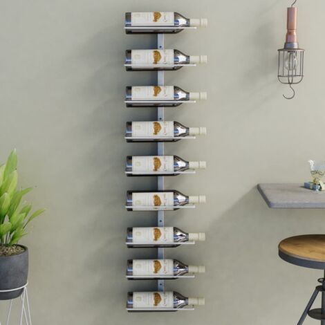 Wall-mounted Wine Rack for 9 Bottles White Iron vidaXL