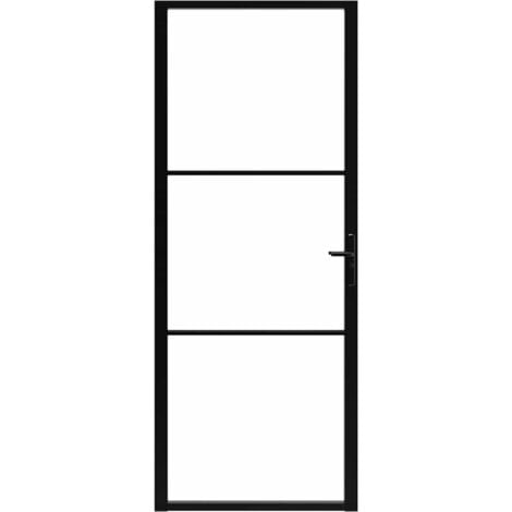 Interior Door ESG Glass and Aluminium 83x201.5 cm Black vidaXL
