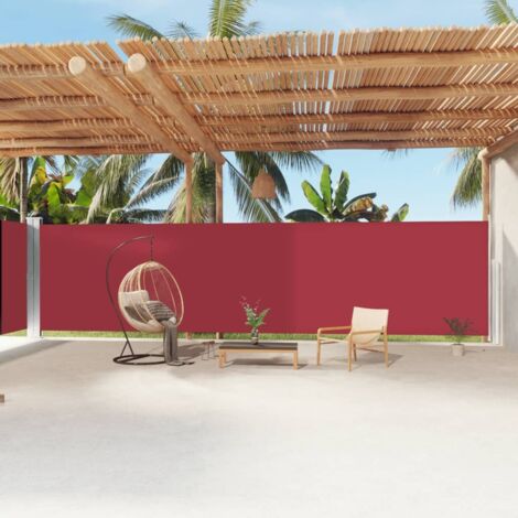 Retractable Side Awning Red 200x1200 cm vidaXL