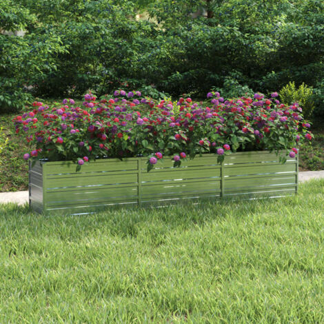 Garden Raised Bed 240x40x45 cm Galvanized Steel Silver vidaXL