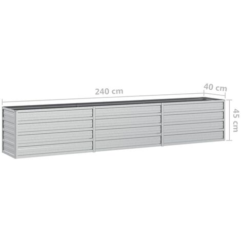 Garden Raised Bed 240x40x45 cm Galvanized Steel Silver vidaXL