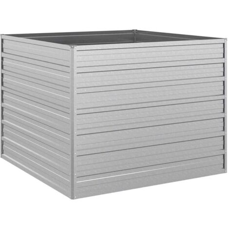 Garden Raised Bed 100x100x77 cm Galvanized Steel Silver vidaXL