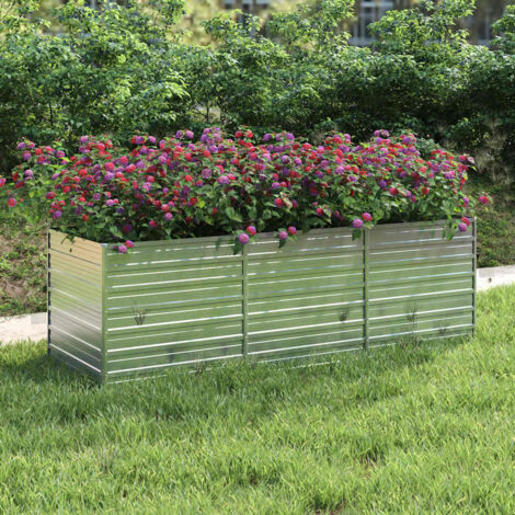 Garden Raised Bed 240x80x77 cm Galvanized Steel Silver vidaXL