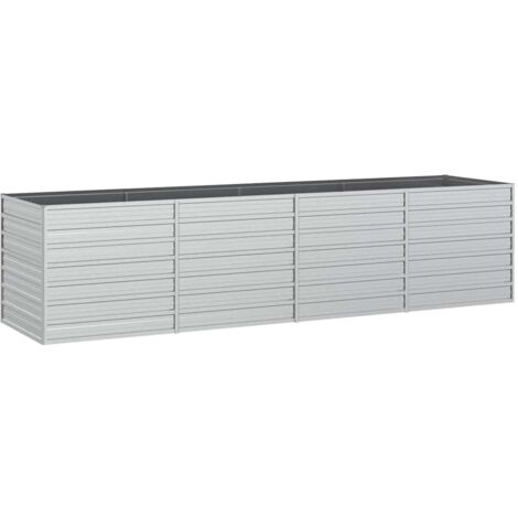 Garden Raised Bed 320x80x77 cm Galvanized Steel Silver vidaXL
