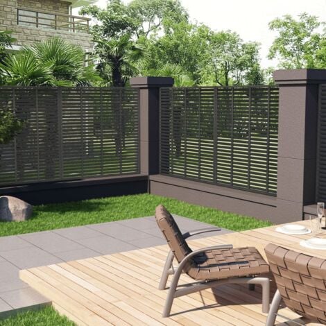 Louver Fence WPC 180x180 cm Dark Grey vidaXL