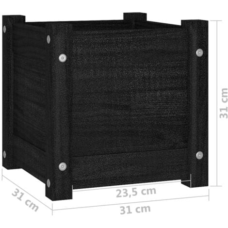 Garden Planter Black 31x31x31 cm Solid Pinewood vidaXL