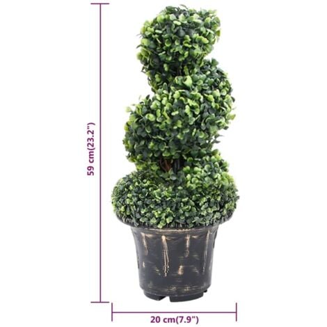 Artificial Boxwood Spiral Plant with Pot Green 59 cm vidaXL