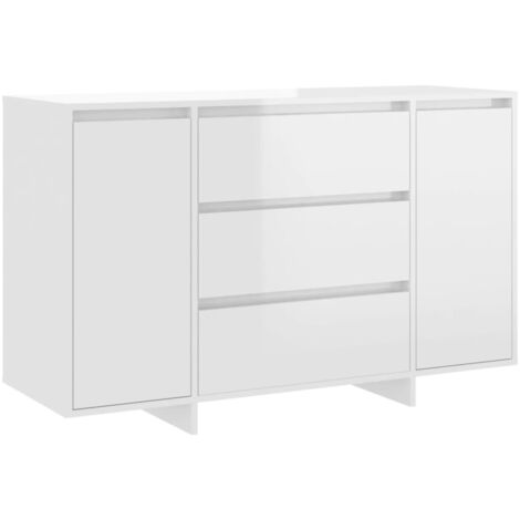 Sideboard with 3 Drawers High Gloss White 120x41x75 cm Engineered Wood vidaXL (1/5)