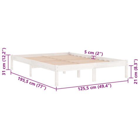 Bed Frame without Mattress White Solid Wood Small Double vidaXL