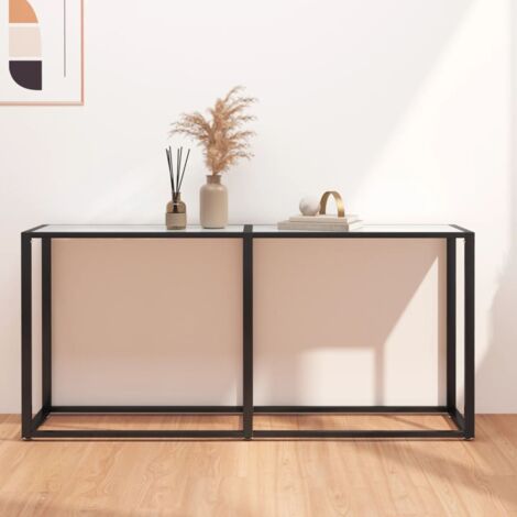 Console Table White Marble 160x35x75.5cm Tempered Glass vidaXL