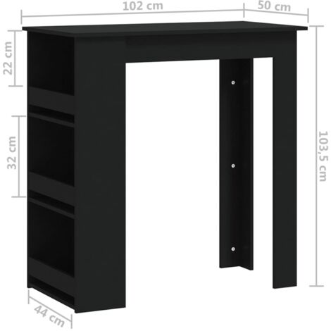 Bar Table with Storage Rack Black 102x50x103.5 cm Engineered Wood vidaXL