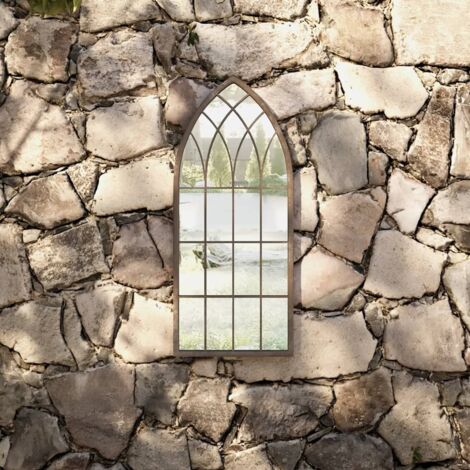 Garden Mirror Sand 70x30 cm Iron for Outdoor Use vidaXL