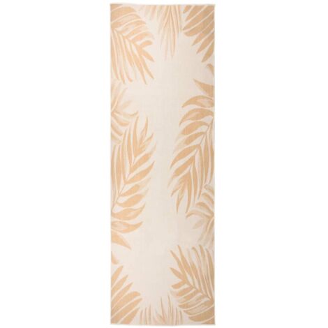 Outdoor Flatweave Rug 80x250 cm Leaf Pattern vidaXL