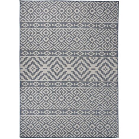 Outdoor Flatweave Rug 200x280 cm Blue Stripes vidaXL