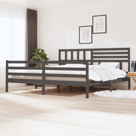 Bed Frame Grey Solid pine wood Double Durable Bed Frame vidaXL (1/5)