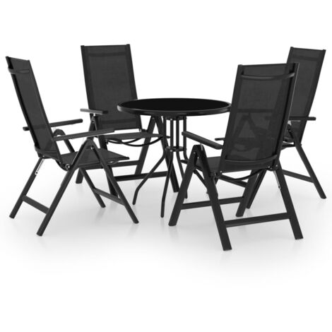 Bistro Set  Black and Anthracite  Aluminium  5 Piece Set vidaXL
