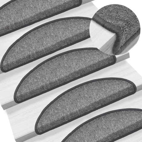 Stair Mats 10 pcs 56x17x3 cm Dark Grey Half Round vidaXL