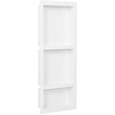 Shower Niche with 3 Compartments High Gloss White 41x99x9 cm vidaXL
