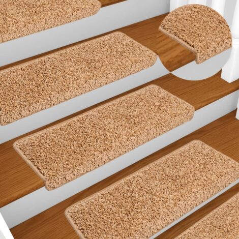 Stair Mats 10 pcs 65x21x4 cm Beige Rectangular Edge vidaXL