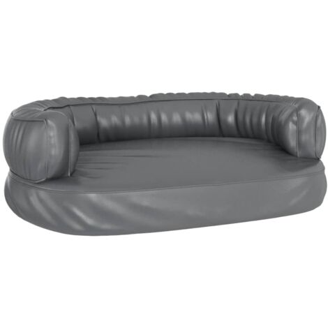 Ergonomic Foam Dog Bed Grey 60x42 cm Faux Leather vidaXL
