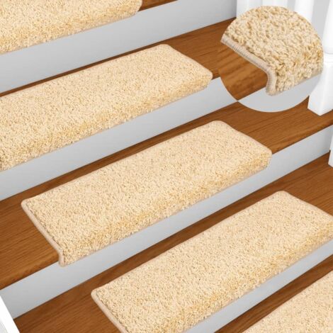 Stair Mats 10 pcs 65x21x4 cm Cream Rectangular Edge vidaXL