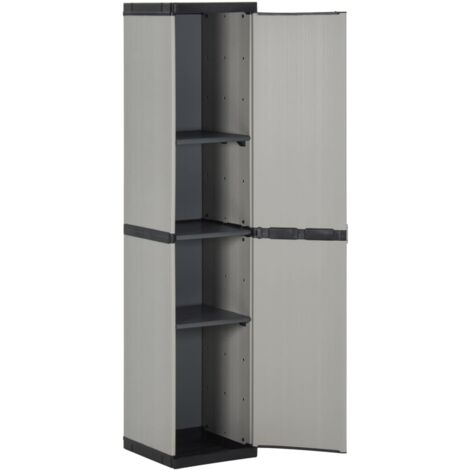 Garden Storage Cabinet with 3 Shelves Grey & Black 34x40x168 cm vidaXL