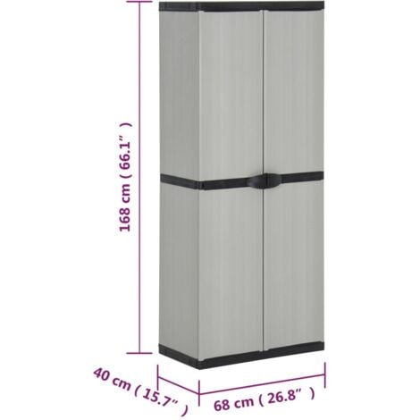 Garden Storage Cabinet with 3 Shelves Grey&Black 68x40x168 cm vidaXL