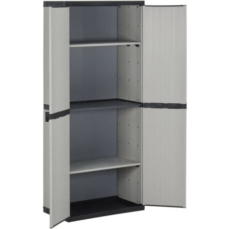 Garden Storage Cabinet with 3 Shelves Grey&Black 68x40x168 cm vidaXL