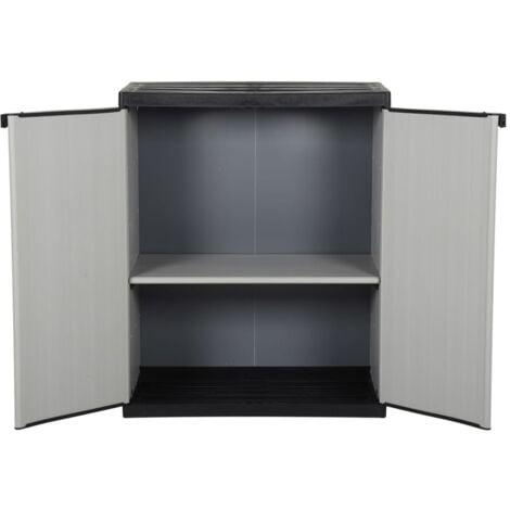 Garden Storage Cabinet with 1 Shelf Grey and Black 68x40x85 cm vidaXL