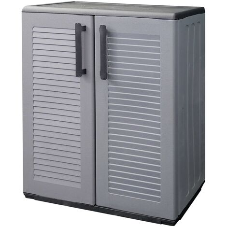 Garden Storage Cabinet Grey and Black 68x37x84 cm PP vidaXL (1/5)