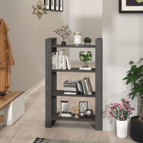 Book Cabinet/Room Divider Grey 80x35x125 cm Solid Wood Pine vidaXL