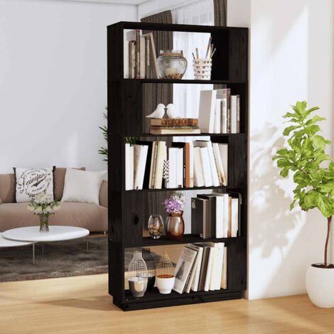 Book Cabinet/Room Divider Black 80x25x163.5 cm Solid Wood Pine vidaXL