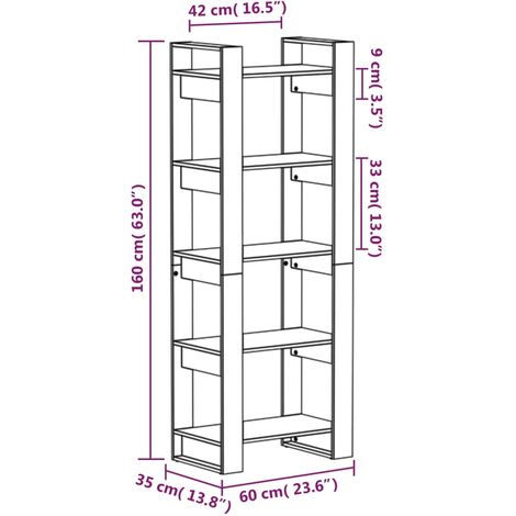 Book Cabinet/Room Divider Honey Brown 60x35x160 cm Solid Wood vidaXL