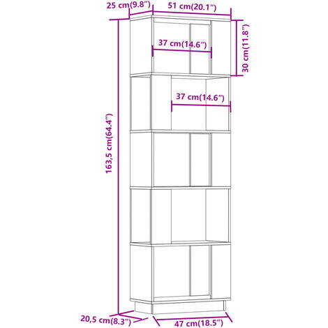 Book Cabinet/Room Divider Honey Brown 51x25x163.5 cm Solid Wood vidaXL