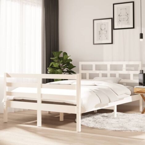 3101279 Bed Frame without Mattress White Solid Wood 120x200 cm (810426+814185) vidaXL (1/5)