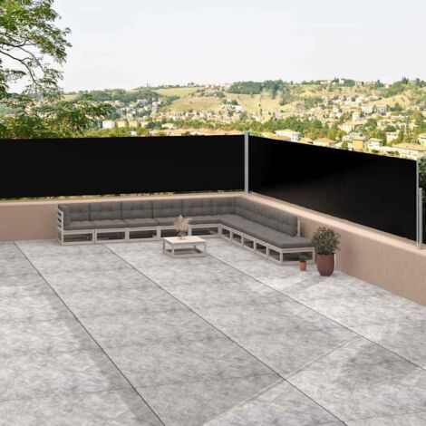 Retractable Side Awning Black 117x1200 cm vidaXL